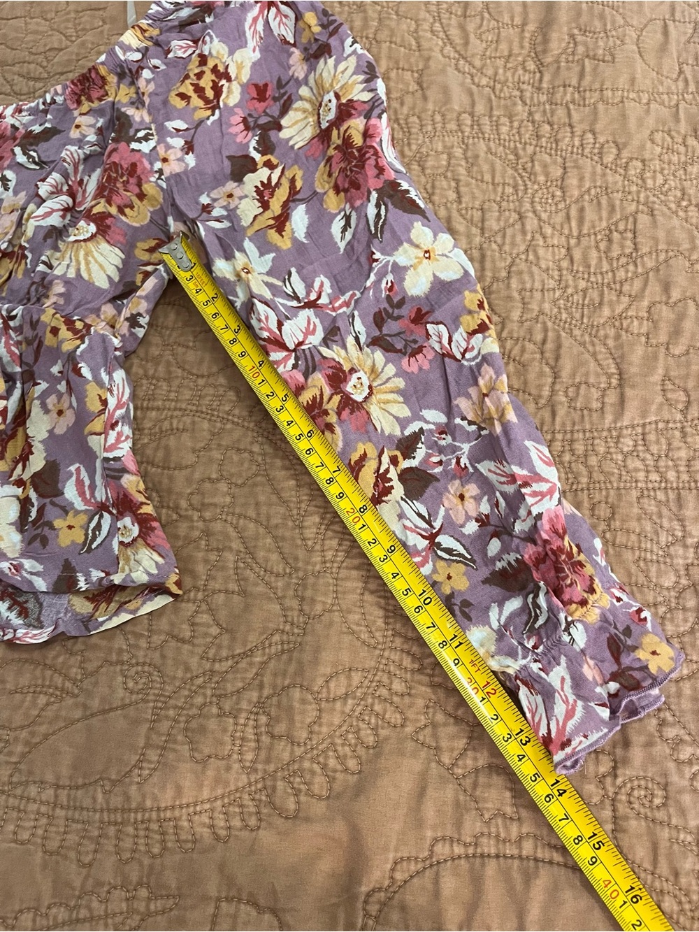 Floral Peasant Top in Lavender Crop Babydoll Peplum Y2K Tie Front Puff Sleeve - Picture 6 of 9